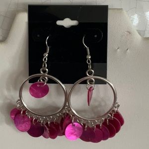 NEW - Magenta Capri Shell Boho Earrings